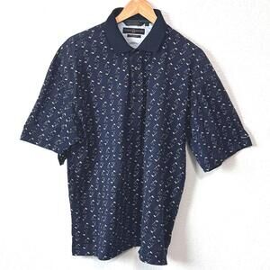 Tommy Hilfiger Golf VTG Pattern‎ Polo Men's XL Unique Golf Club and Flag